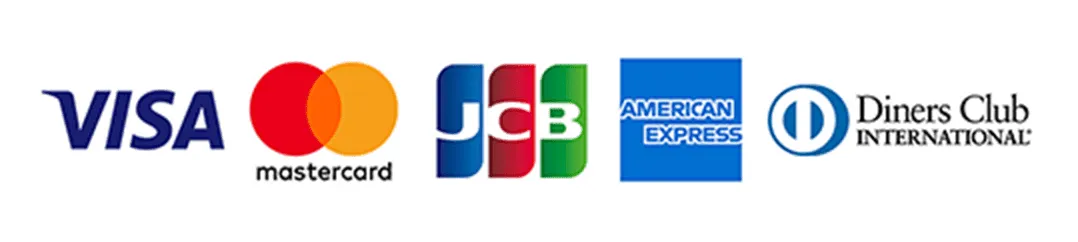 VISA、Mastercard、JCB、American Express、Diners Clubのクレジットカード決済対応